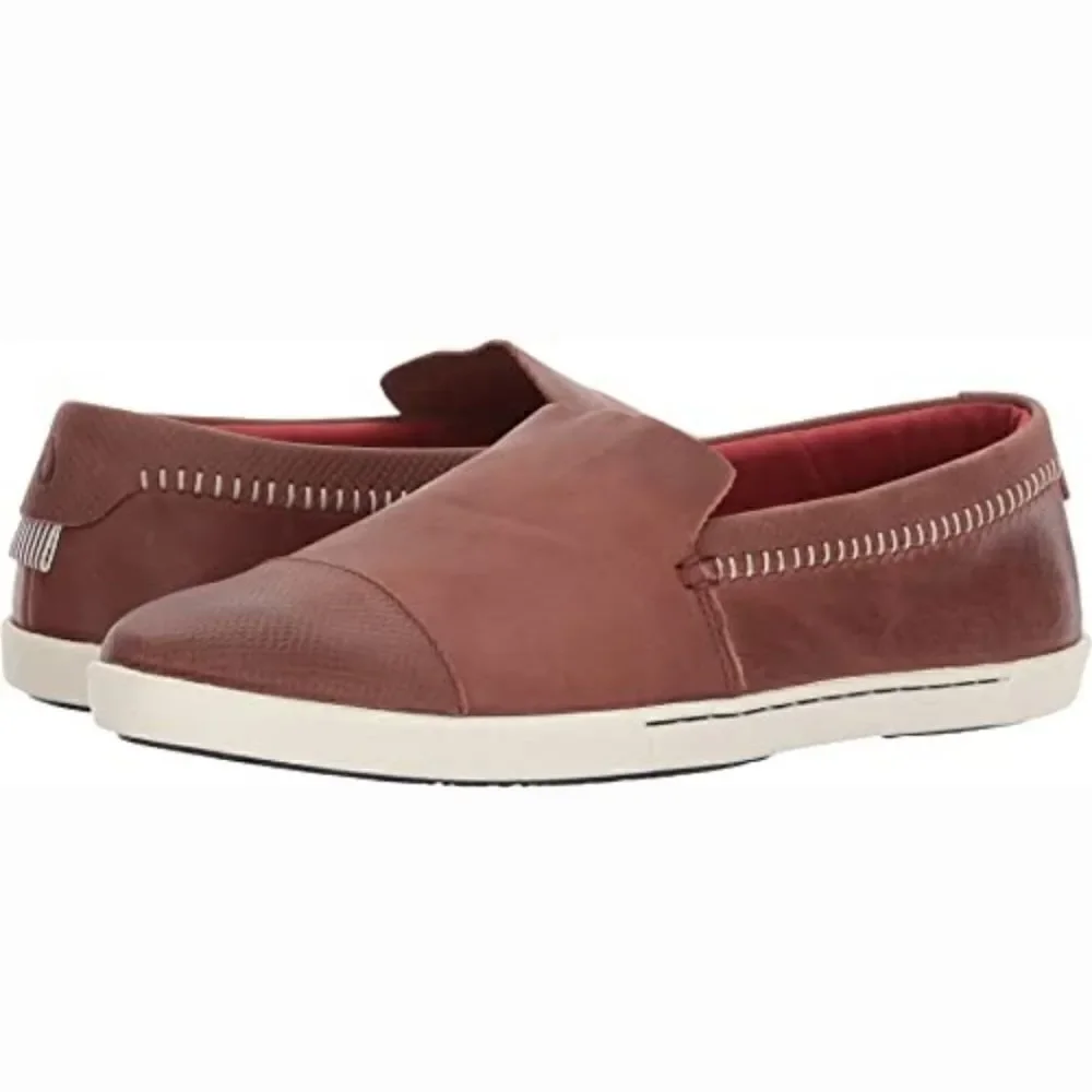 Olukai Women's Alohi‎ Brown Leather Casual Comfort Sneaker Slip-on Shoes 11